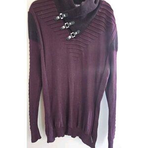 LCR Black Edition Mens Cowl Neck Leather Buckle Motogoth Grunge Sweater Size XXL